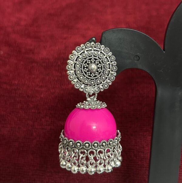 SAKETHAM PINK SILVER DESIGN EARRING - Image 2