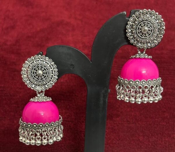 SAKETHAM PINK SILVER DESIGN EARRING