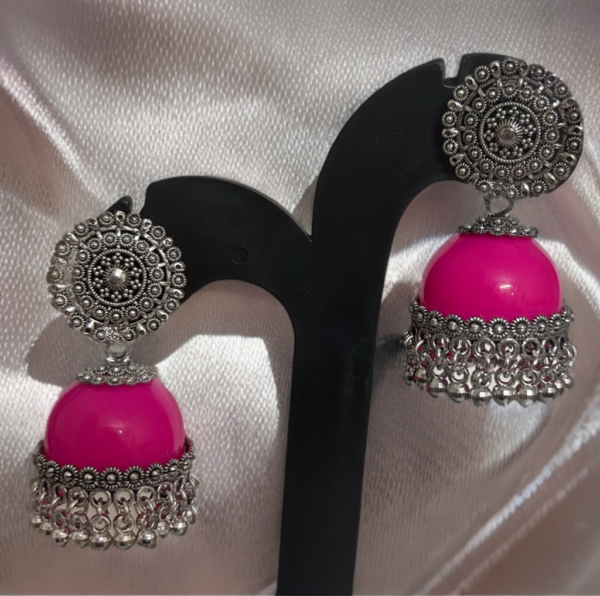 SAKETHAM PINK SILVER DESIGN EARRING - Image 3