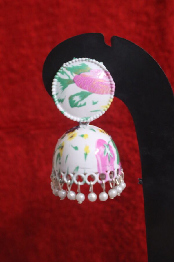 SAKETHAM FLORAL WHITE DESIGNER JHUMKI