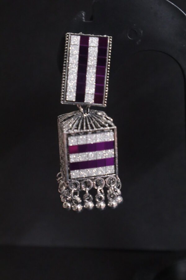 SAKETHAM VIOLET DESIGN SQUARE DRUM JHUMKI
