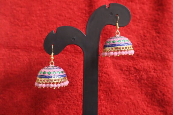 SAKETHAM MEENAKARI PASTEL PINK DESIGN EARRING - Image 2
