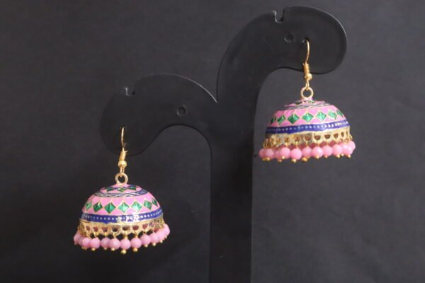 SAKETHAM MEENAKARI PASTEL PINK DESIGN EARRING - Image 4