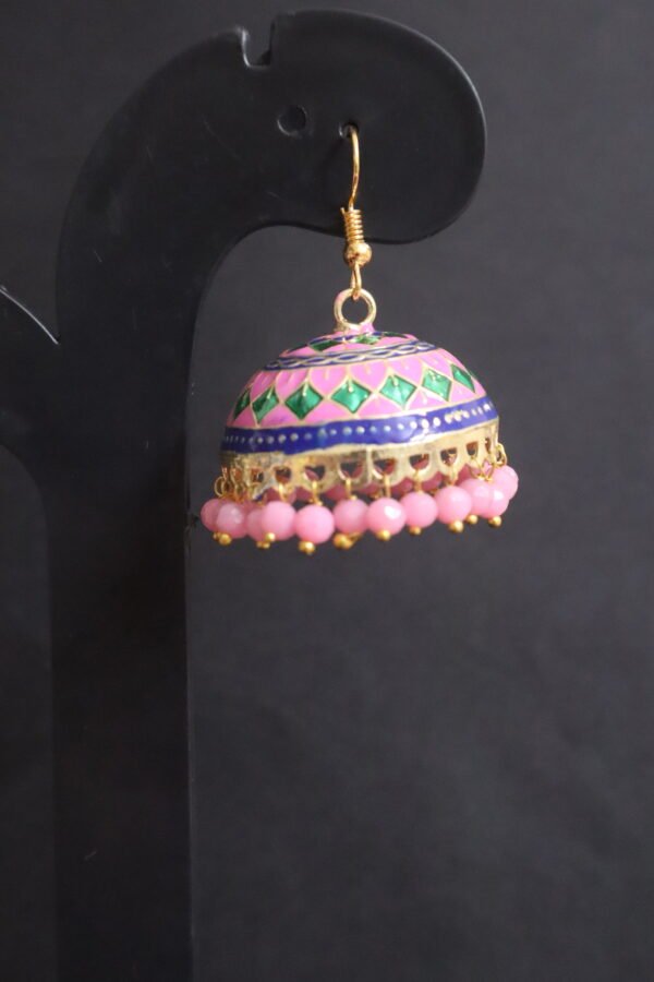 SAKETHAM MEENAKARI PASTEL PINK DESIGN EARRING - Image 5