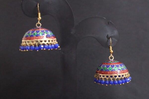 SAKETHAM MEENAKARI BLUE AND GREEN DESING EARRING - Image 4