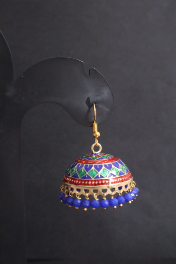 SAKETHAM MEENAKARI BLUE AND GREEN DESING EARRING