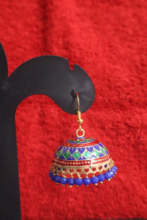 SAKETHAM MEENAKARI BLUE AND GREEN DESING EARRING - Image 2