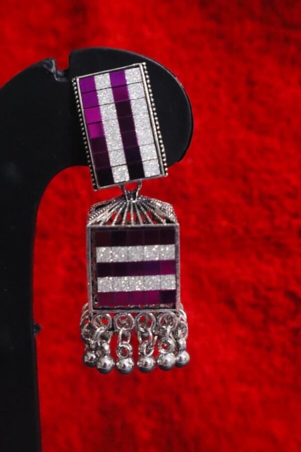 SAKETHAM PINK COLOUR DRUM JHUMKI - Image 3