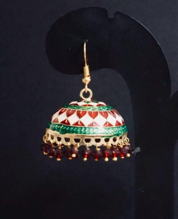 SAKETHAM MEENAKARI WHITE AND GREEN EARRING