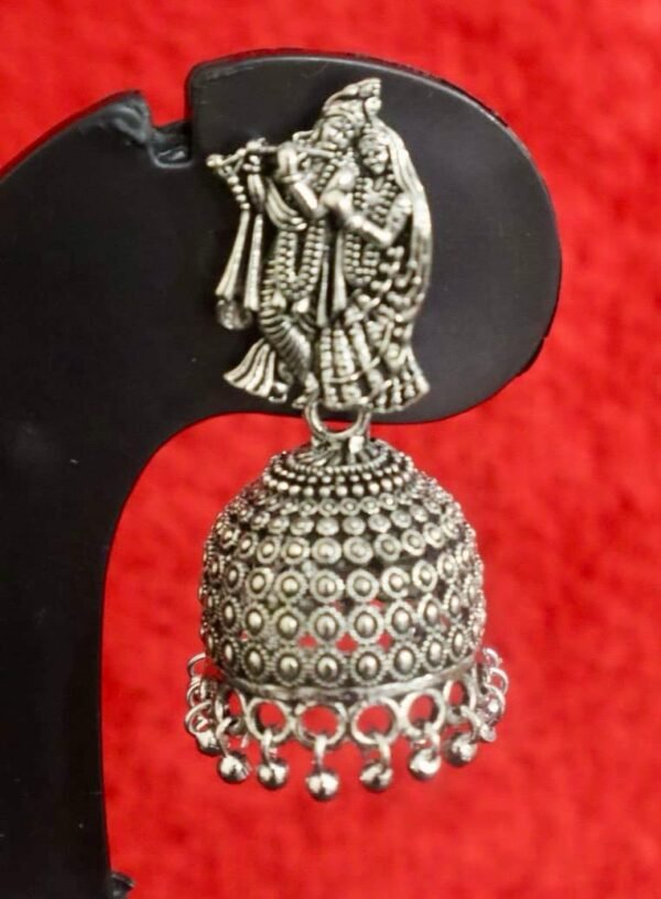 SAKETHAM KRISHNA RADHA DESIGN JHUMKI SILVER COLOURED