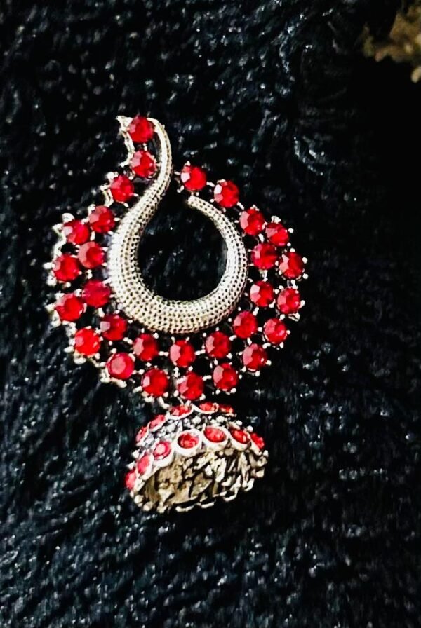 SAKETHAM RUBY COLOUR SMALL HANGING JHUMKI - Image 2
