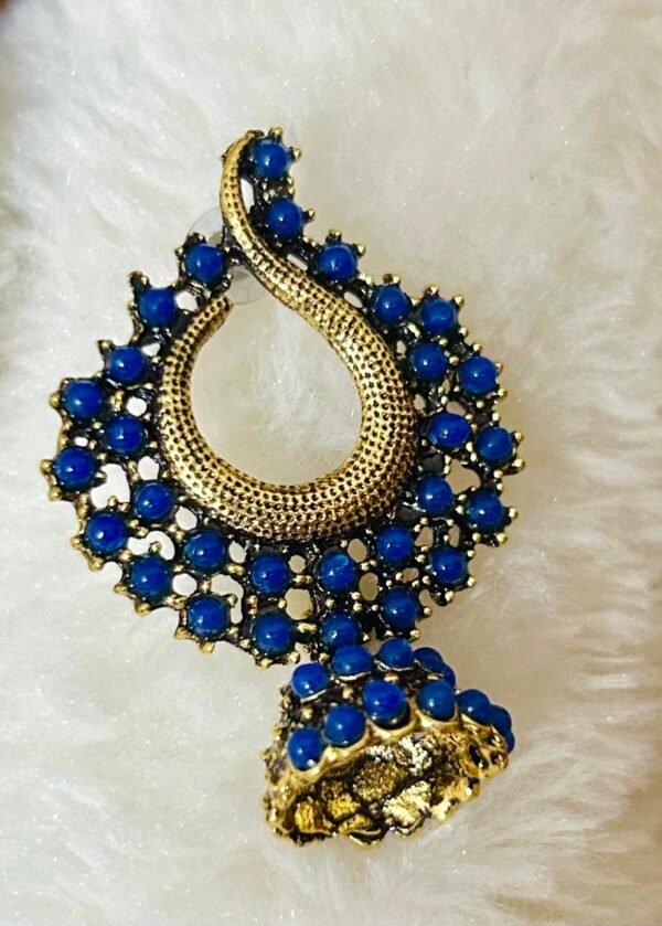 SAKETHAM BLUE STONE STUDDED SMALL HANGING JHUMKI