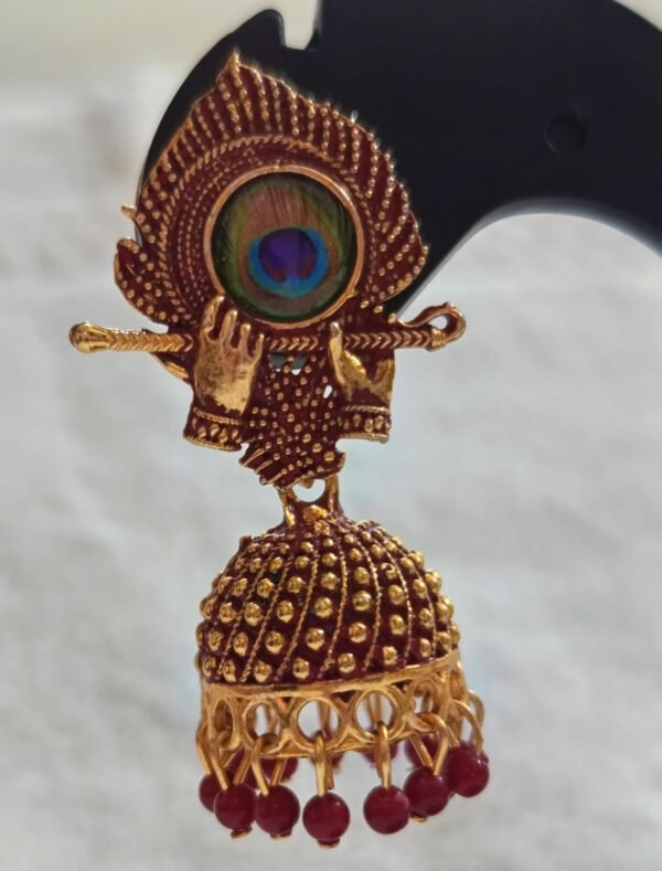 SAKETHAM GOLDEN FLUTE KRISHNA AND RADHA JHUMKI - Image 4