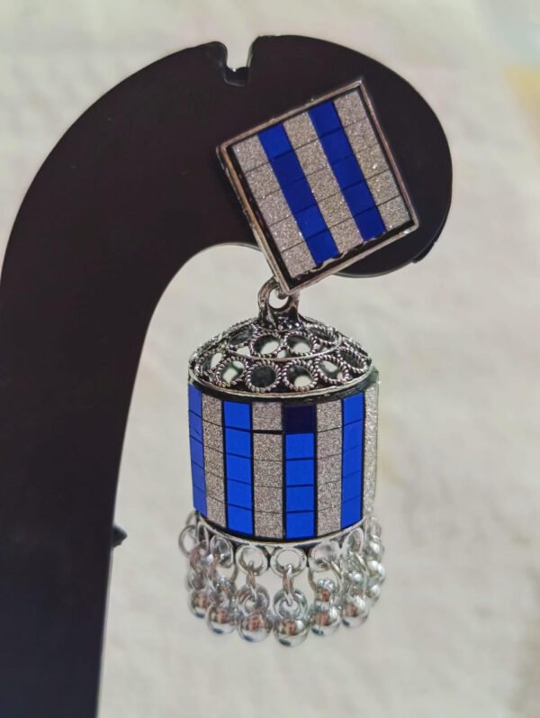 BLUE COLOUR DRUM JHUMKI - Image 2