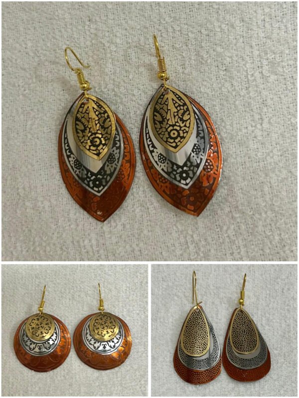 SAKETHAM BROWN METAL EARRING COMBO 0F 3 - Image 2