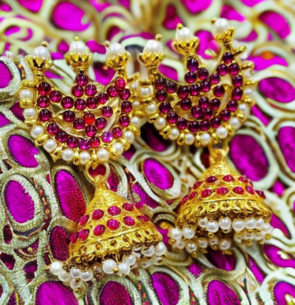 SAKETHAM PINK COLOUR JHUMKI