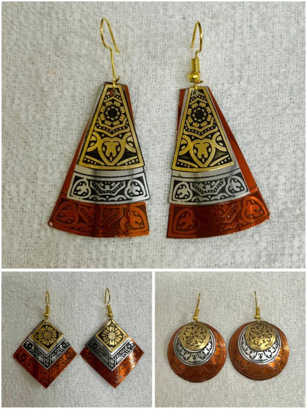 SAKETHAM BROWN METAL EARRING COMBO 0F 3 - Image 4